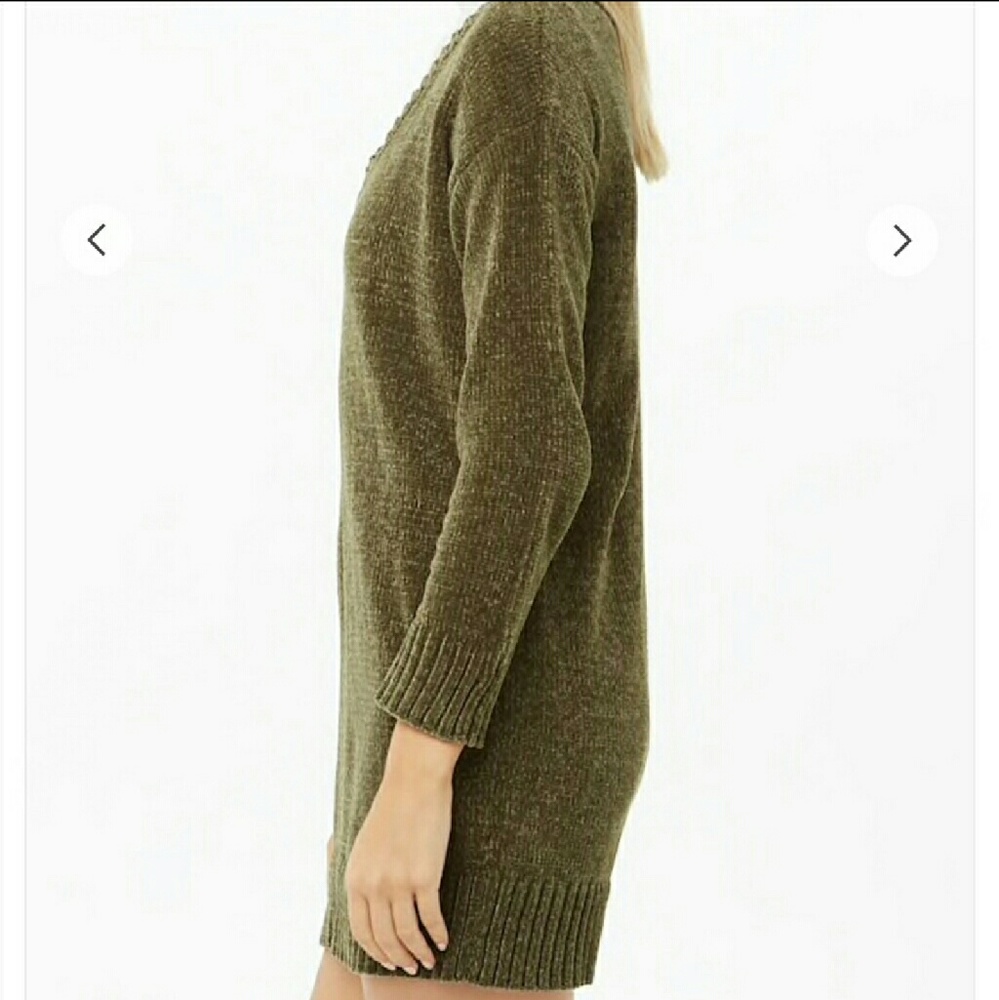 Forever 21 Olive Chenille Sweater Dress